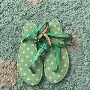 Crewcuts Girl Patent Leather Sandal Thong Flip Flop Shoe 3 Green J. Kid T Strap